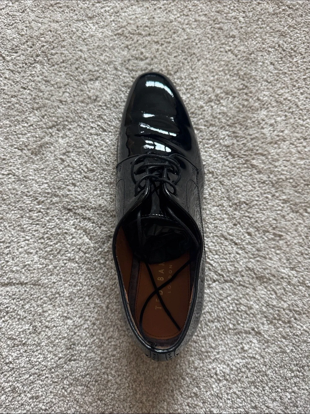 Ted Baker Black Patent Leather Lace-Up Oxfords